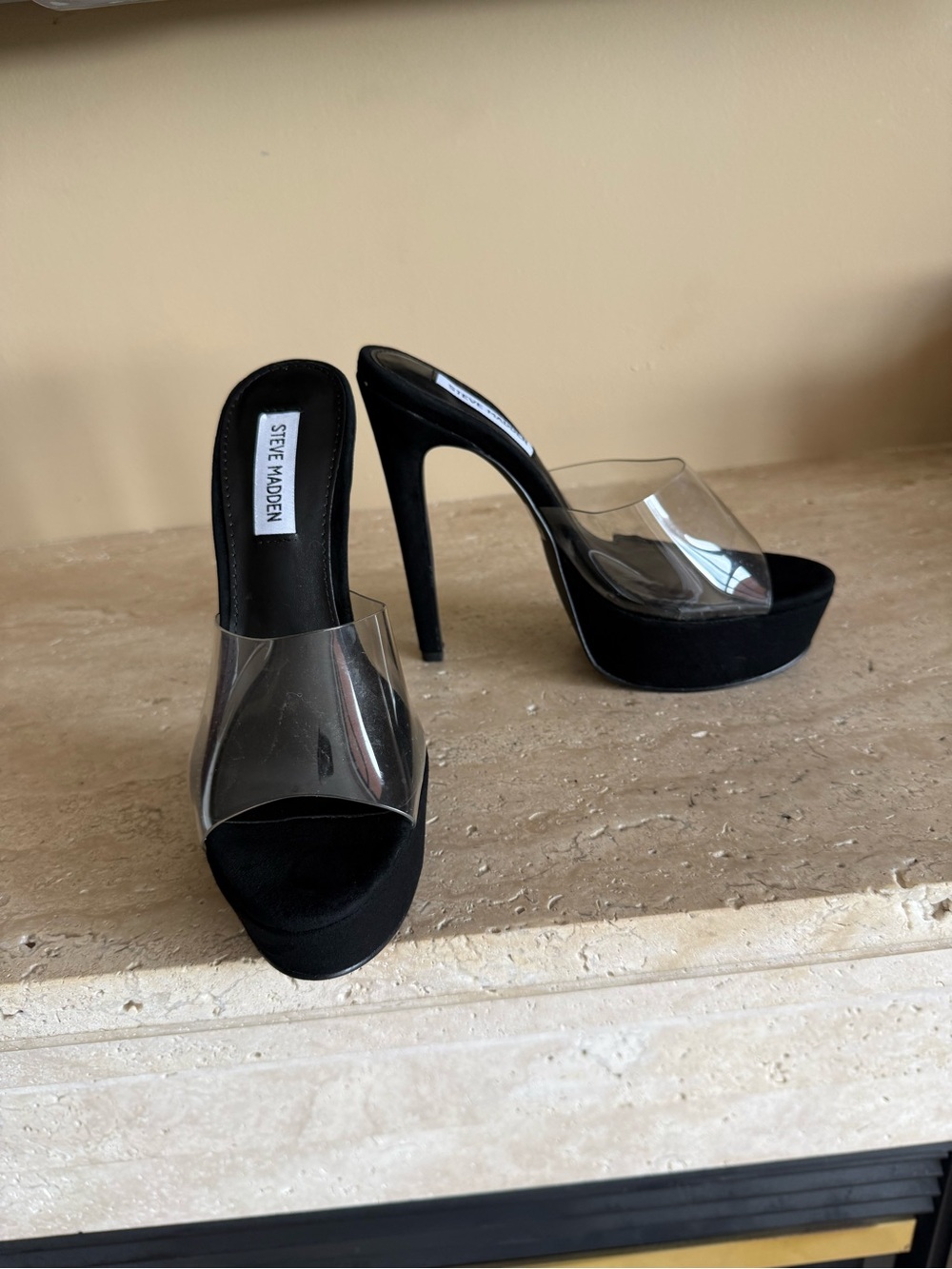 Steve Madden Innocent Black Platform Mules